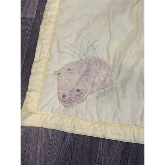 Homemade Baby comforter Quilt Crib Bedding Yellow Vintage Animals - Picture 4 of 12
